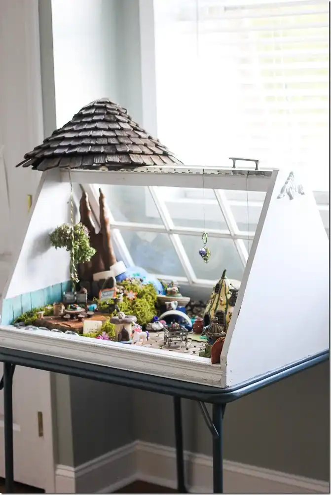 Fairy Garden DIY from Old Windows Frame