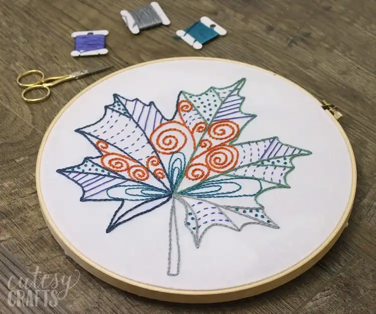 Fall Leaf Free Embroidery Pattern