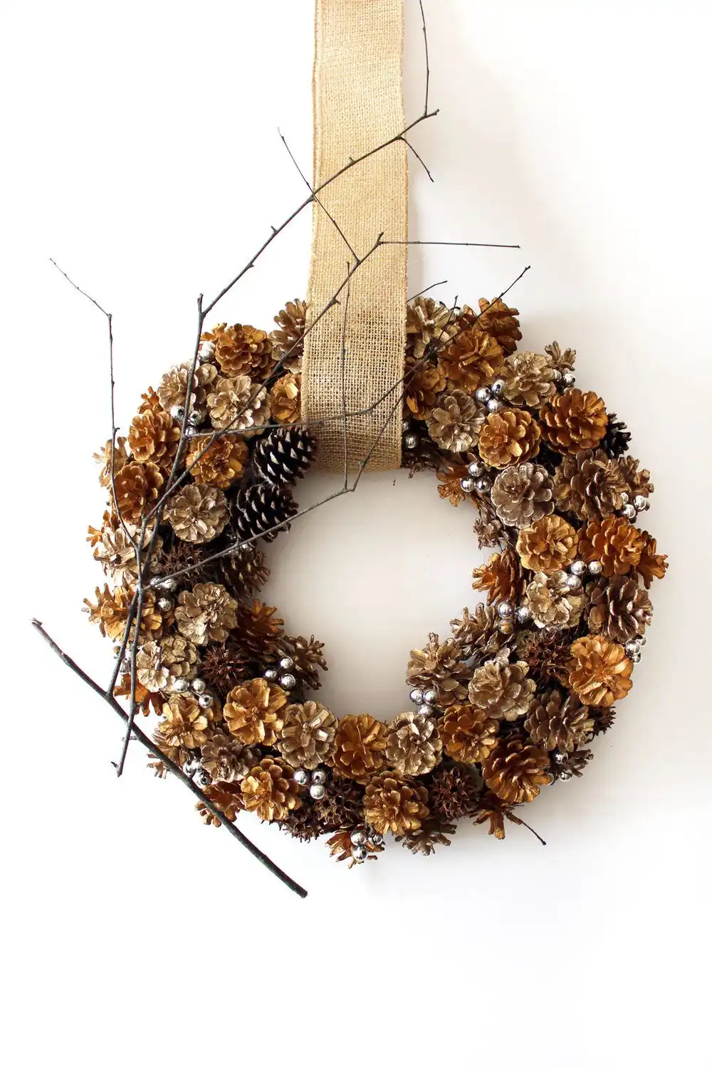 Fall wreath with pine cones