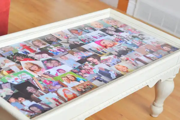 photo wall ideas Family Picture Collage Coffee Table