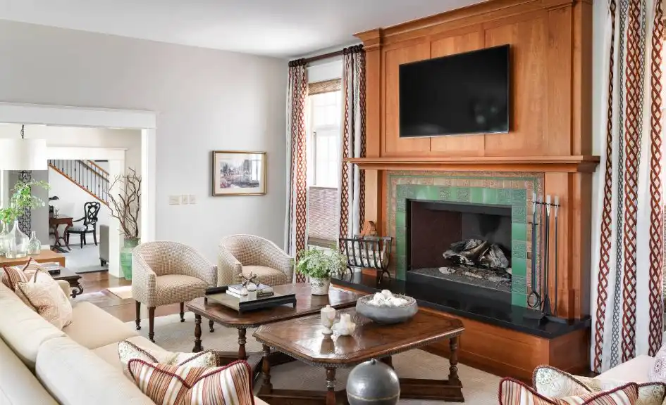 Family room with fireplace