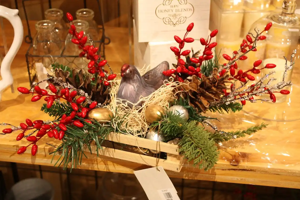 Farm animals add a little bit of fun to a homey Christmas decor scheme.