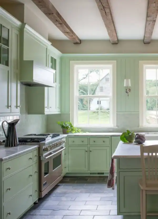 Farmhouse Kitchen in DC Metro - mint green traditional kitchen