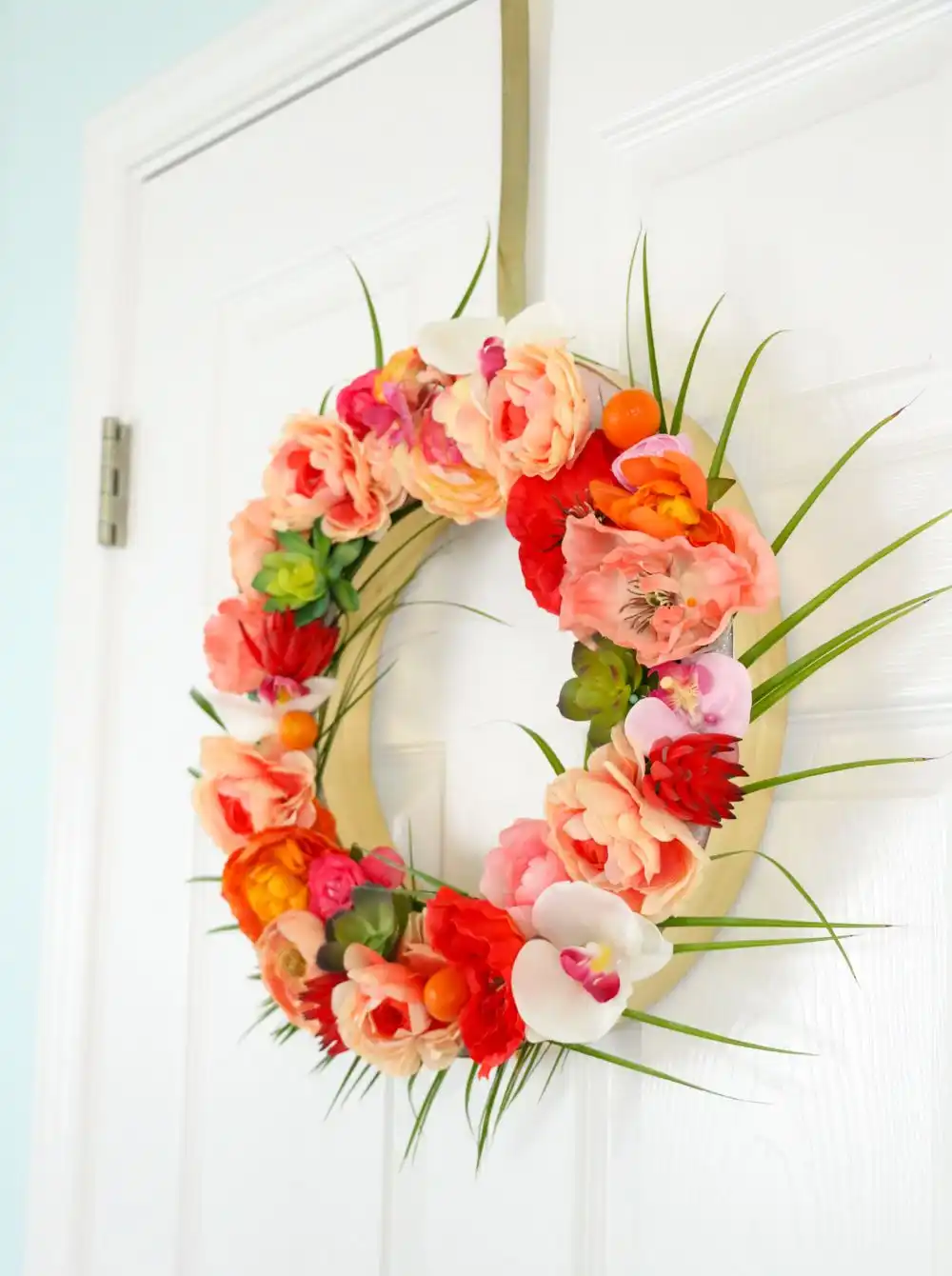 Faunx flowers on door