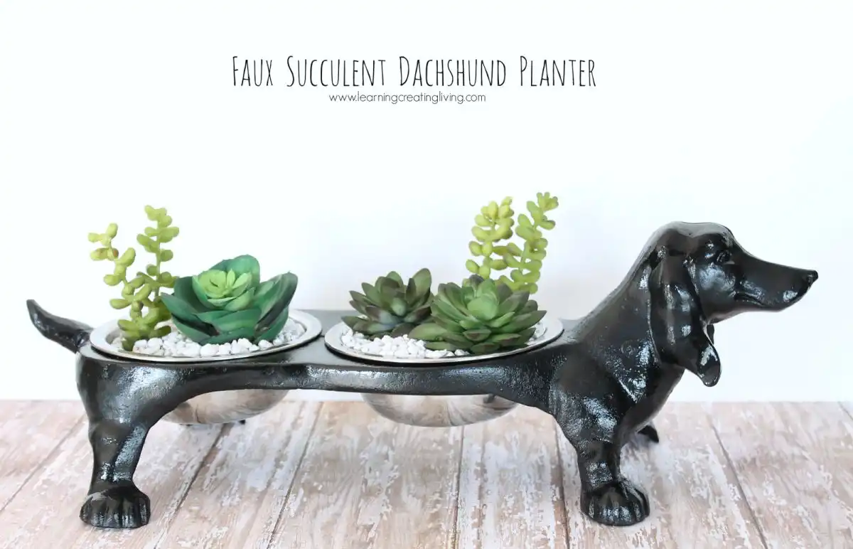 Faux dachshund planter