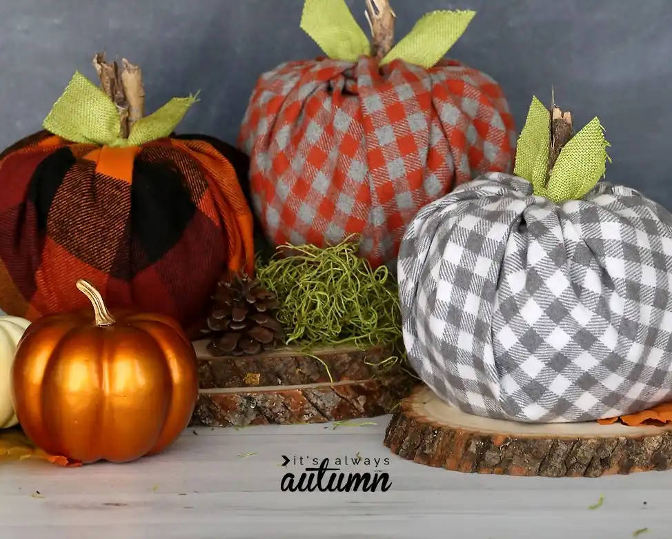 Easy Flannel DIY Faux Pumpkins