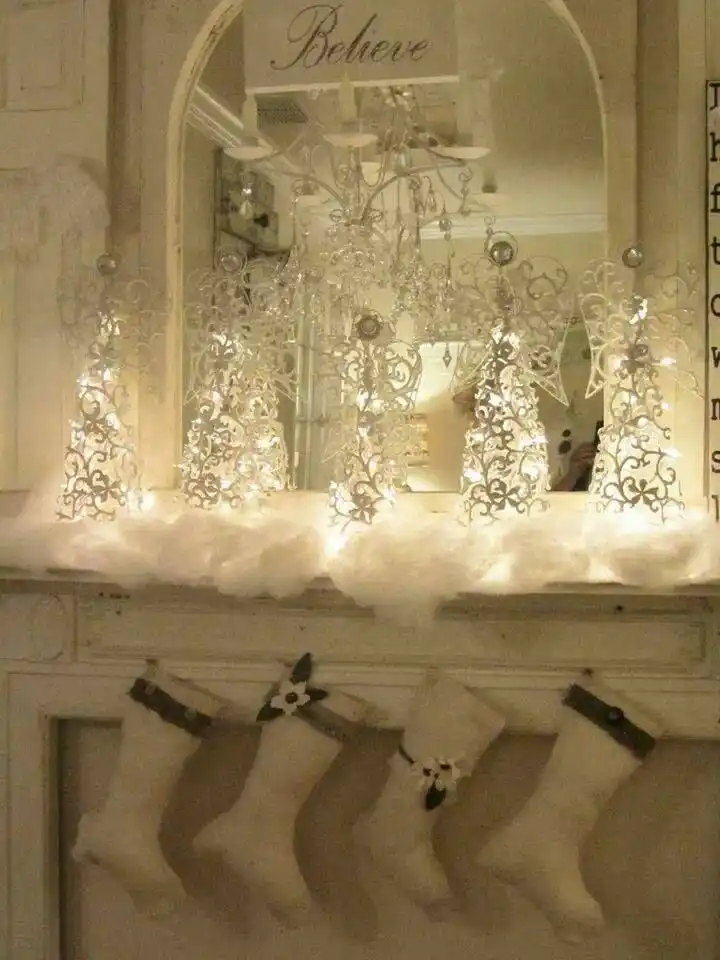 Faux snow mantel
