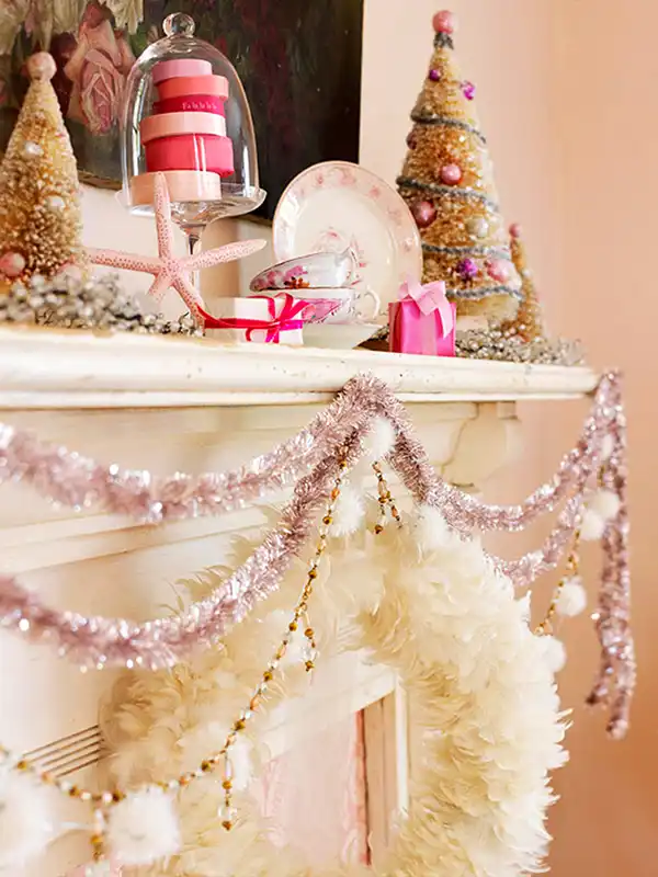 Feminine pink mantel