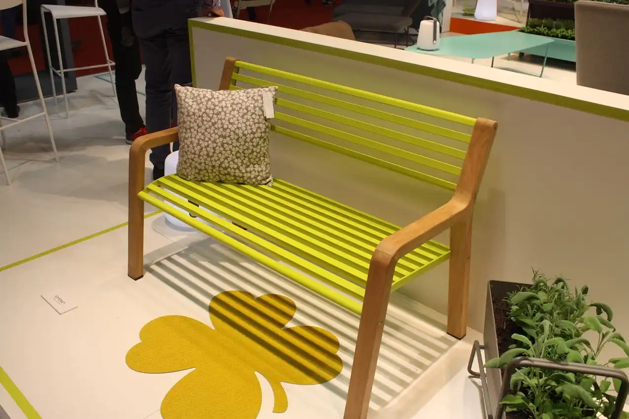 Fermob Green Lime bench for pool area