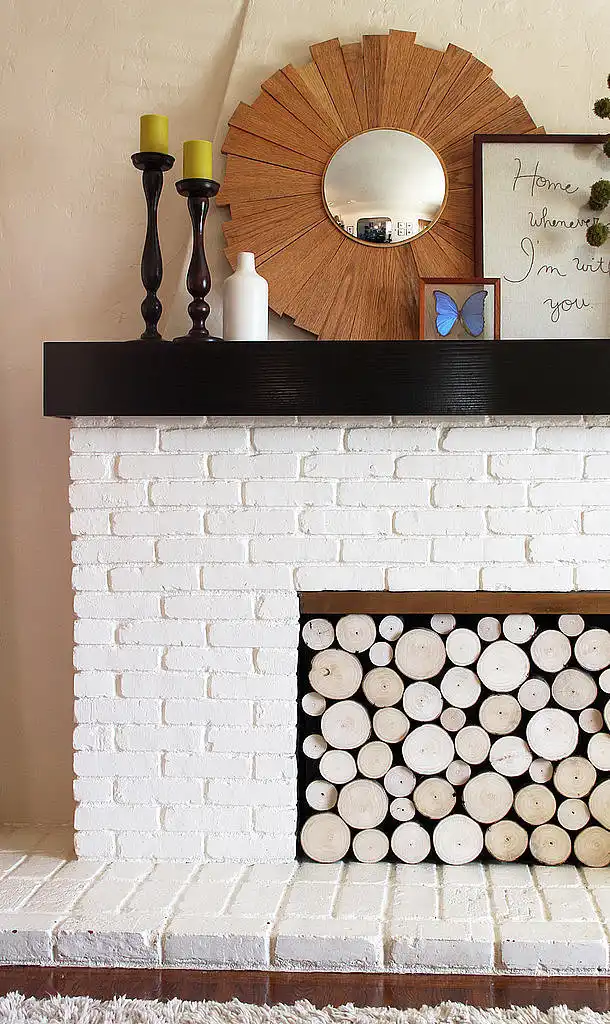 Fill fireplace with logs