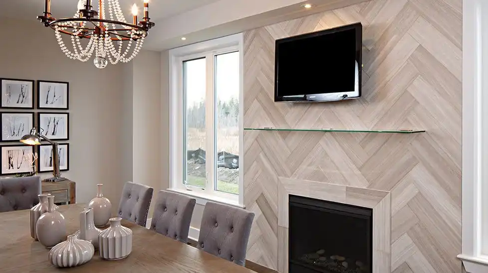 Fireplace with Herringbone Pattern