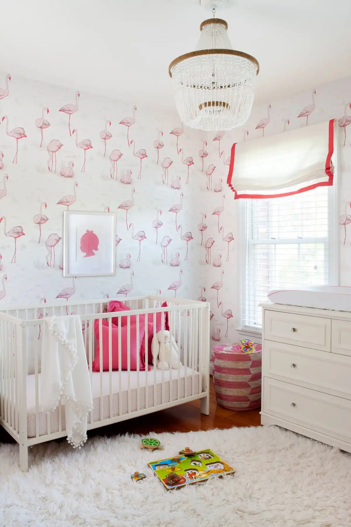 Flamingo nursery room wallpaper