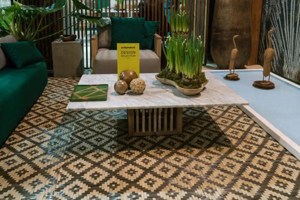 Floating coffee table with marble top