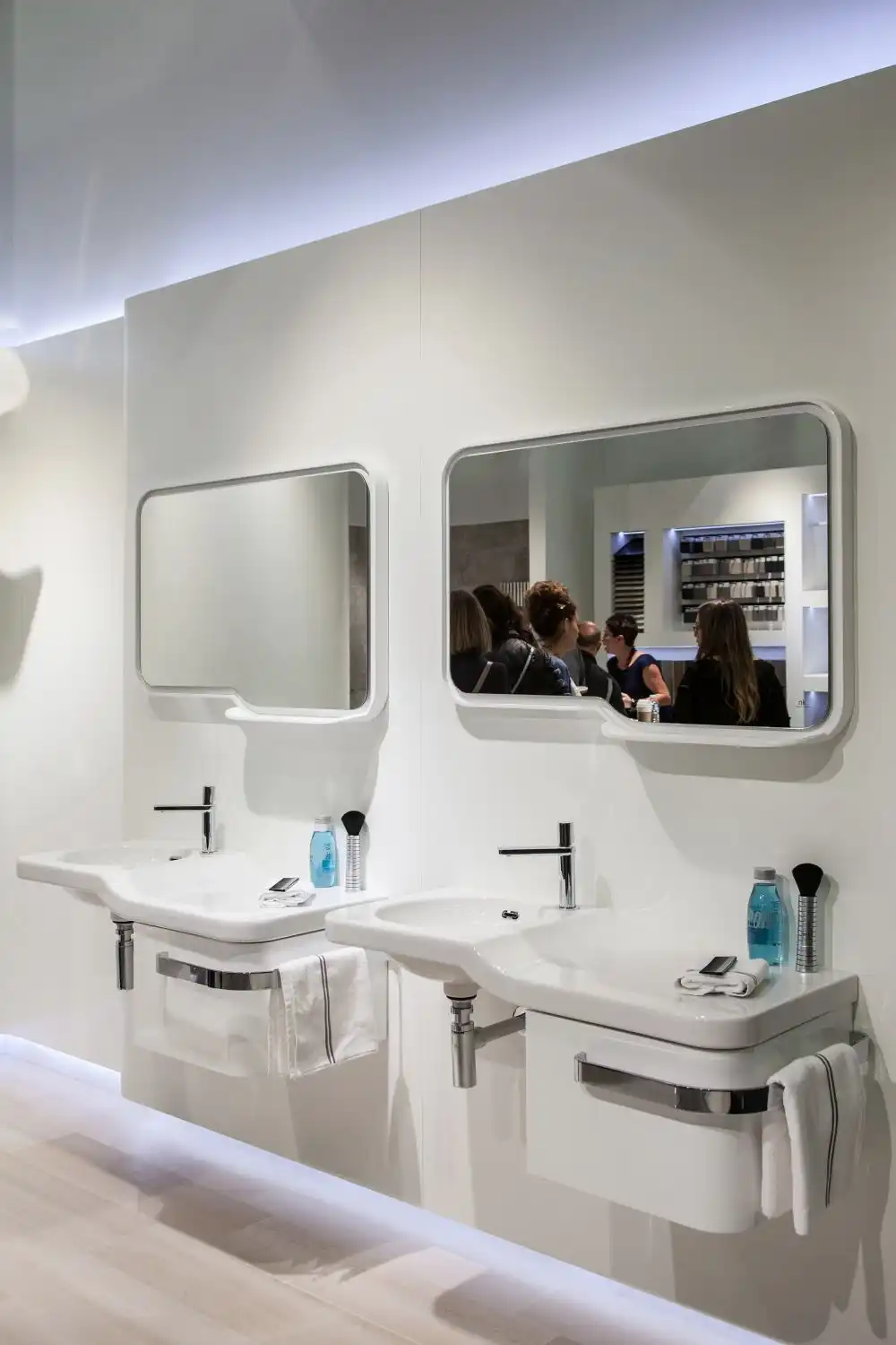 Two smaller vanities are an option instead of a large one with two basins.