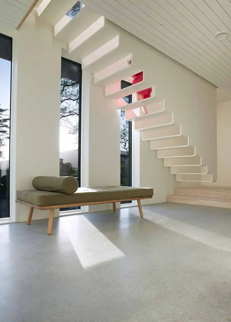 Floating white stairs