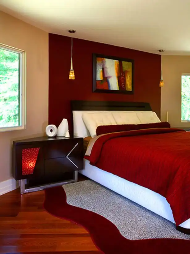 Floor to ceiling deep red
