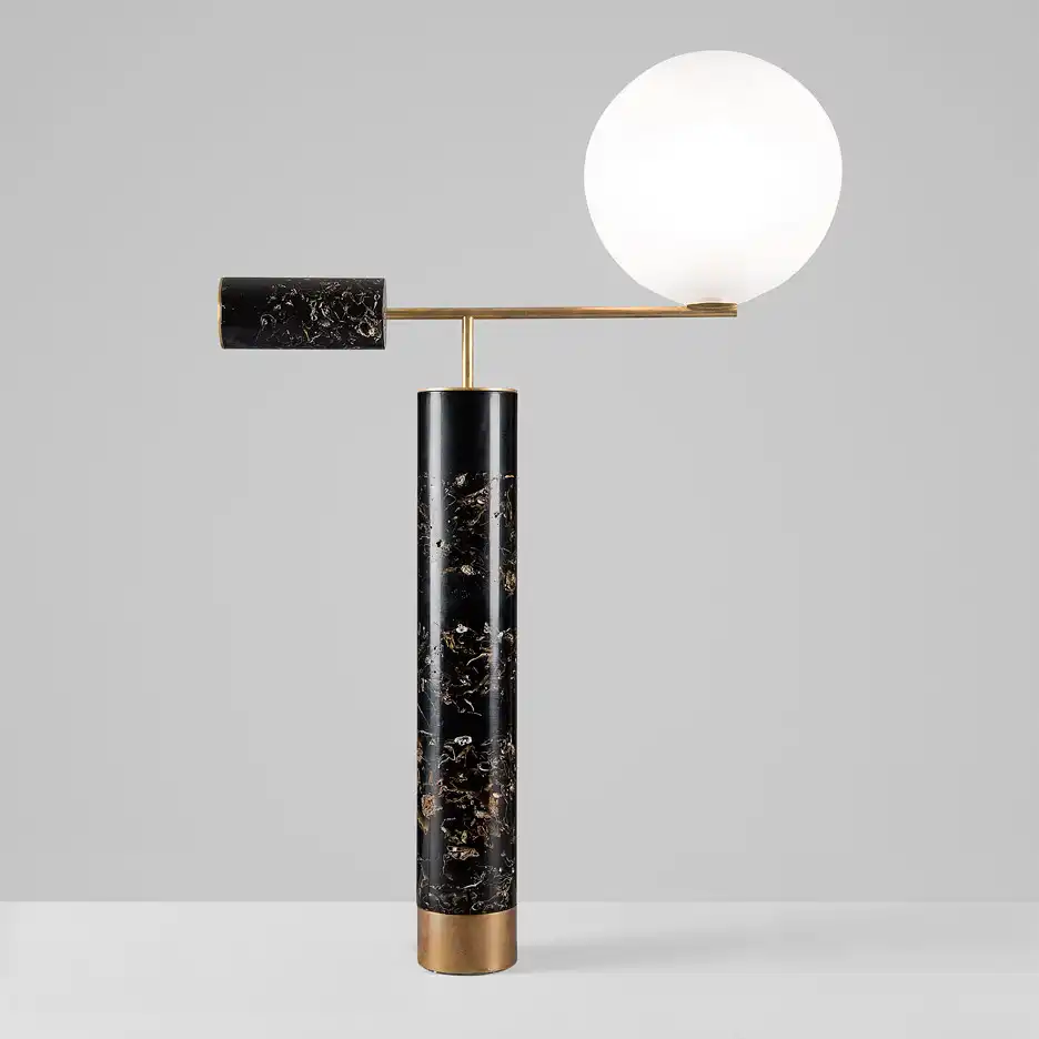 Floral collection black resin lamp