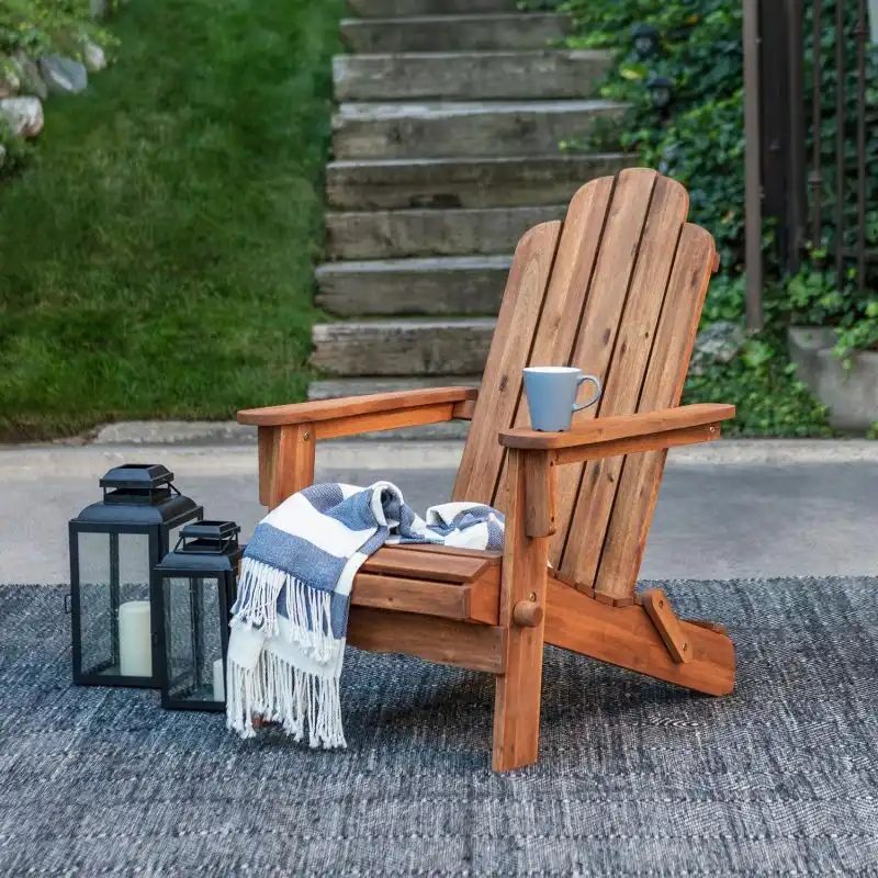 Folding Acacia Patio Adirondack Chair By Walker Edison