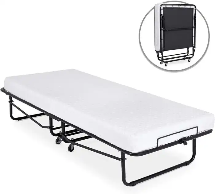Folding Rollaway Cot-Sized Mattress Guest Bed