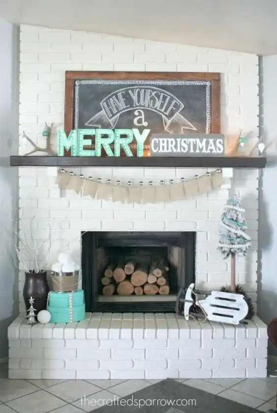 Font play christmas mantel