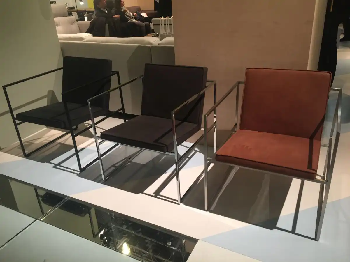Frame dining chairs with a leather seat