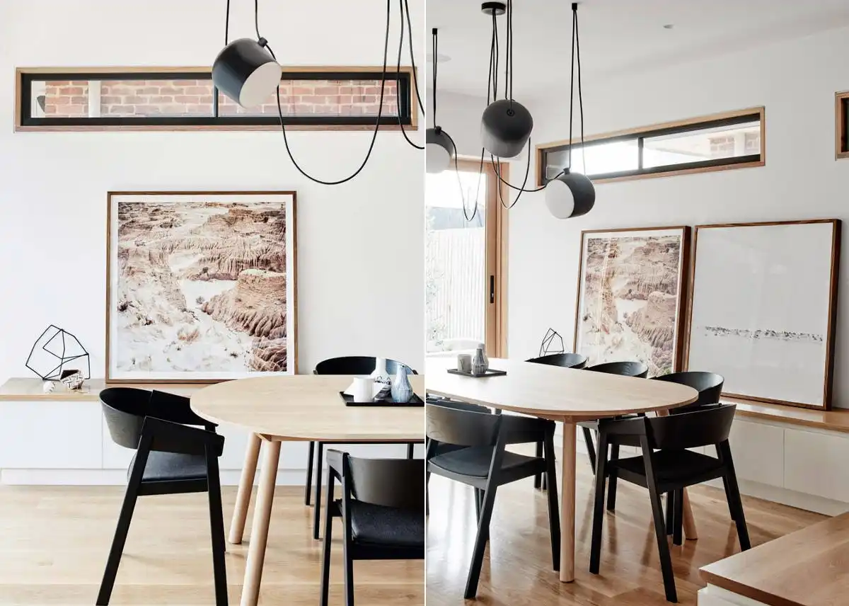 Framed wall art for a mid century dining area