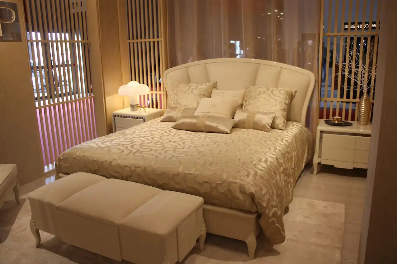 The bed, and especially the mattress, are the most important items in the room.