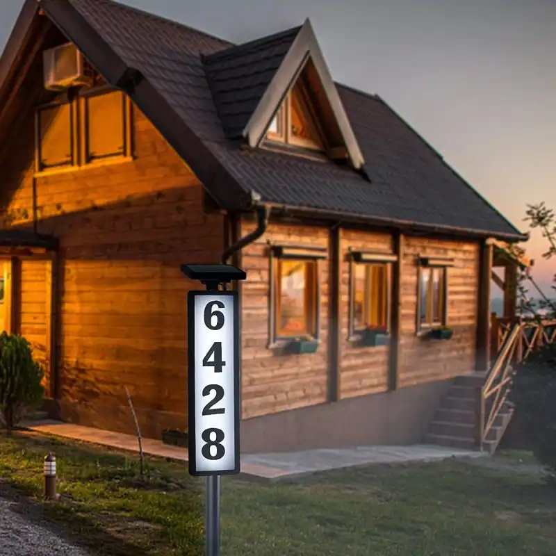 Freestanding solar powered house numbers