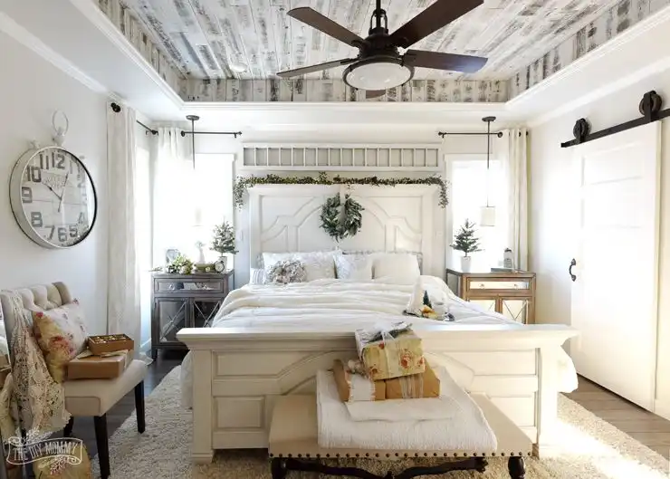 French country bedroom whitewash wood