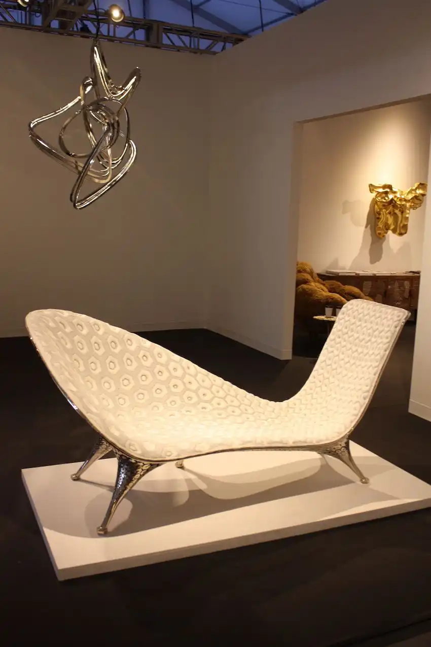 Modern chaises longues, like this from Friedman Benda, often have elegant shapes.