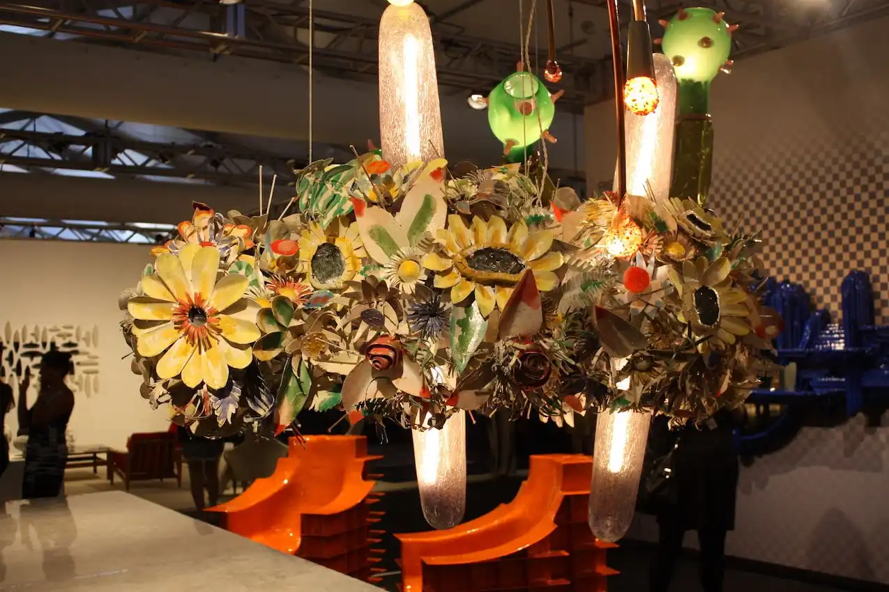 Whimsical, colorful and artful light fixture.