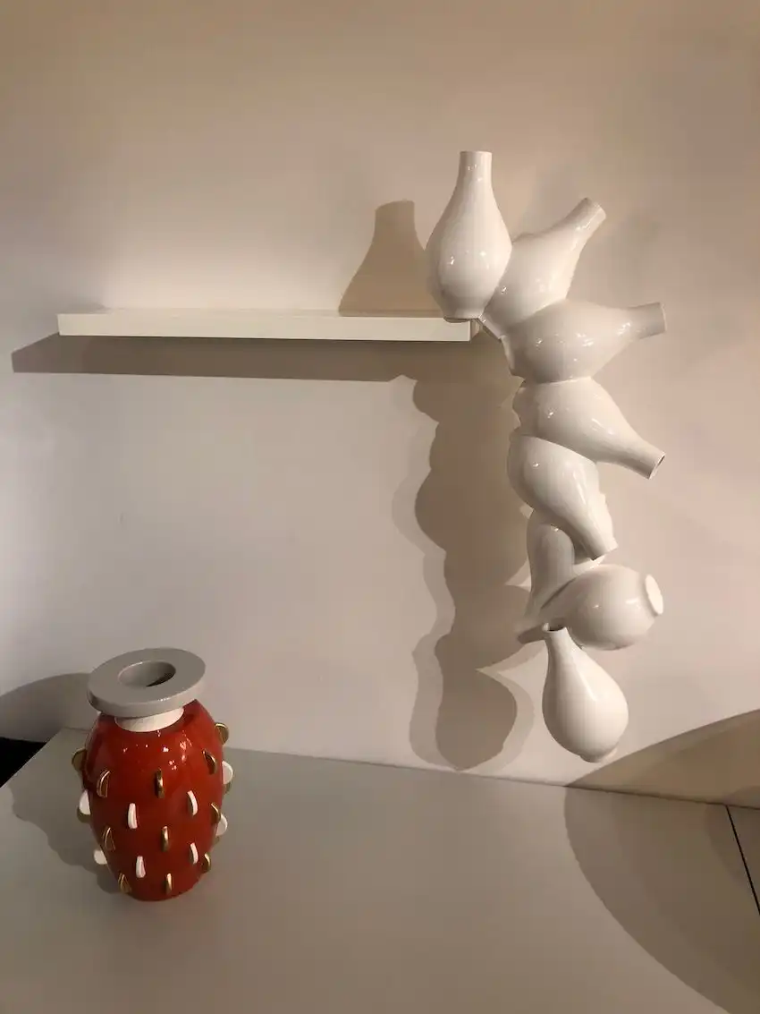 This tongue-in-cheek ceramic piece is lighthearted.