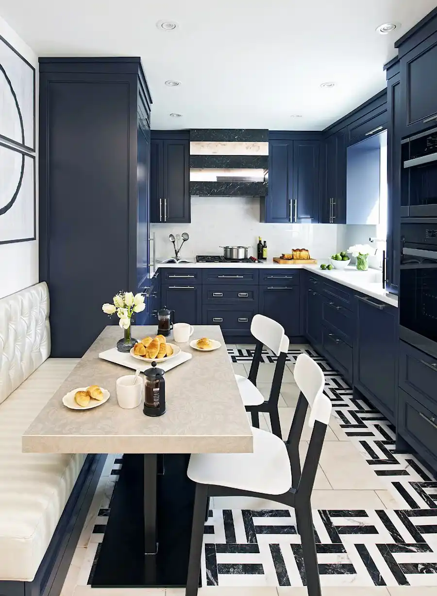 Galley kitchen eating space