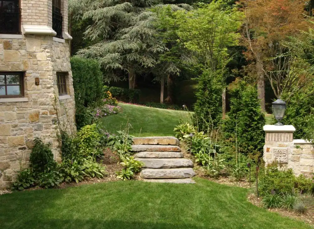 Garden lawn stone slabs stone