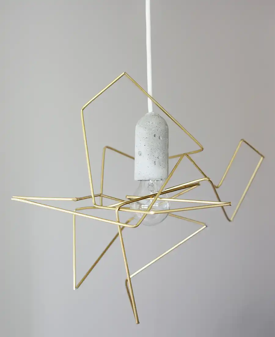 Geometric Copper Wire Lampshade