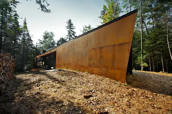 Geometric corten house