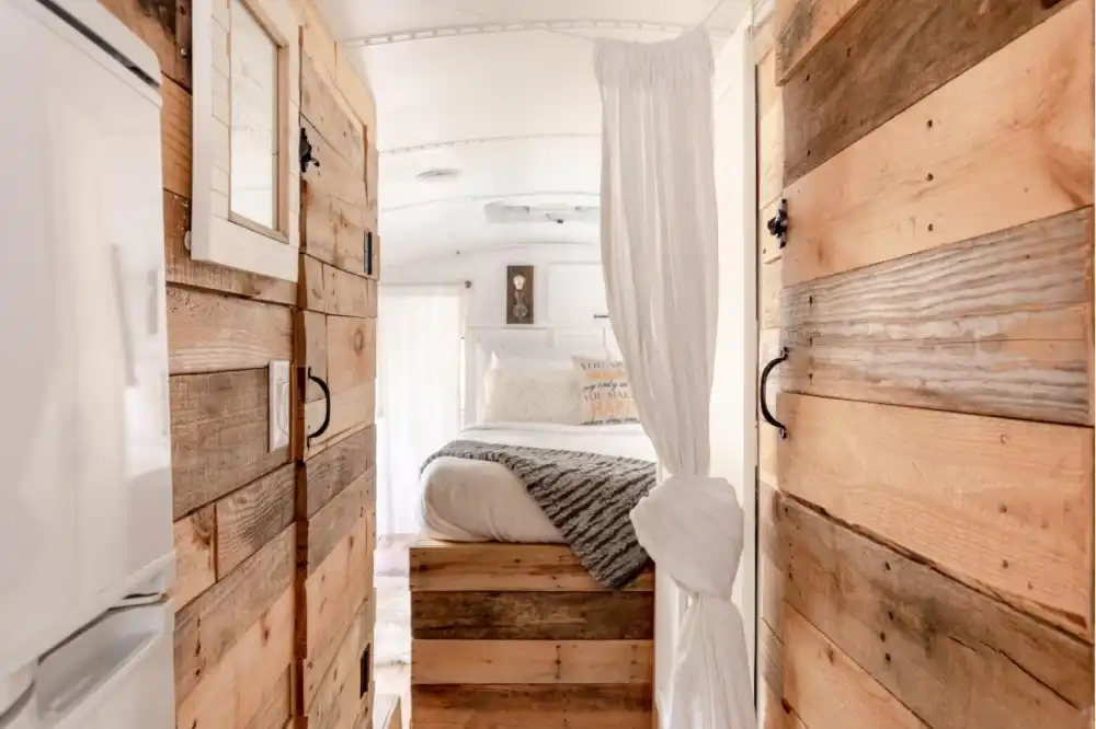 Glamping Getaway in a Converted School Bus wall pallet
