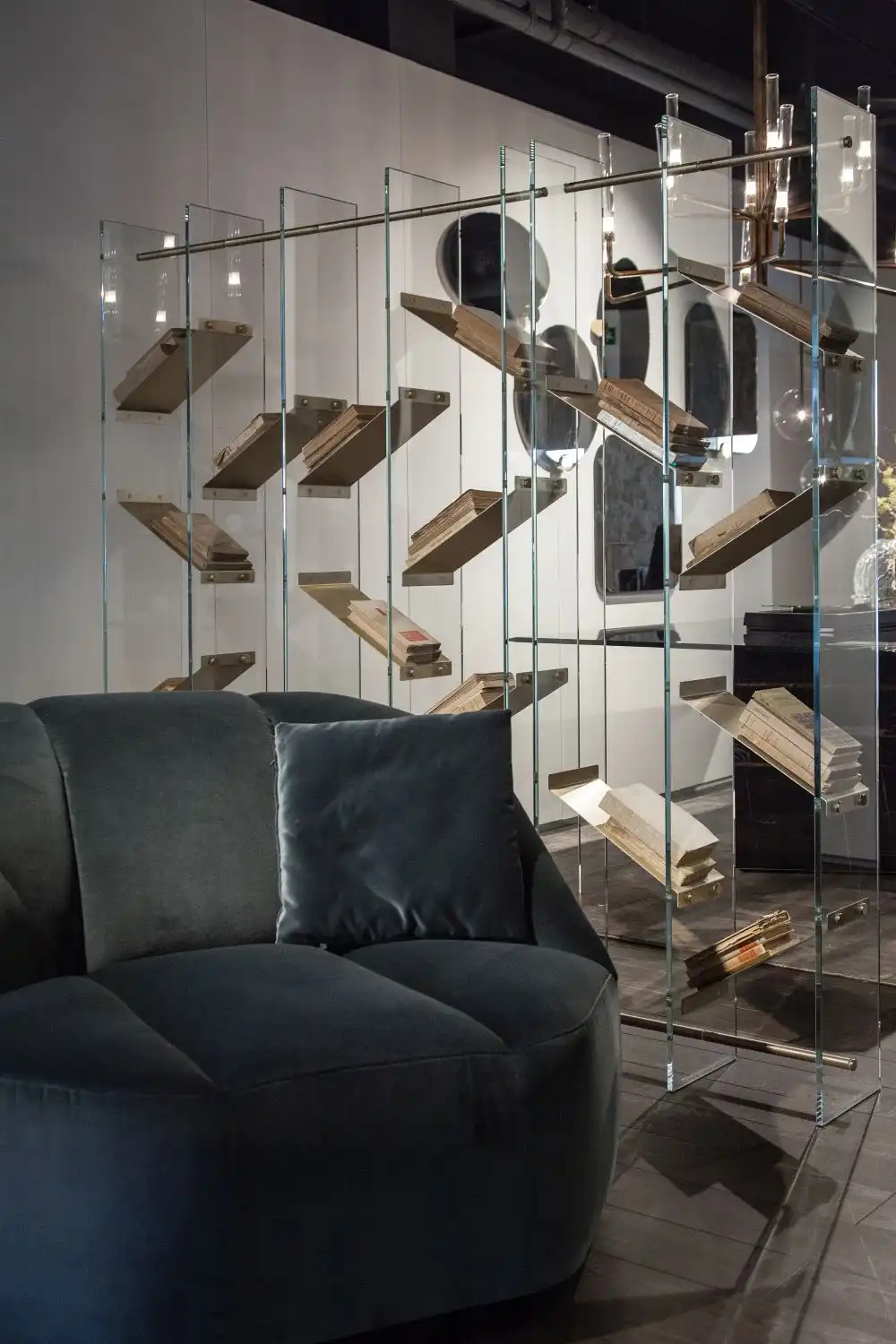 Glass Wall divider and bookcase