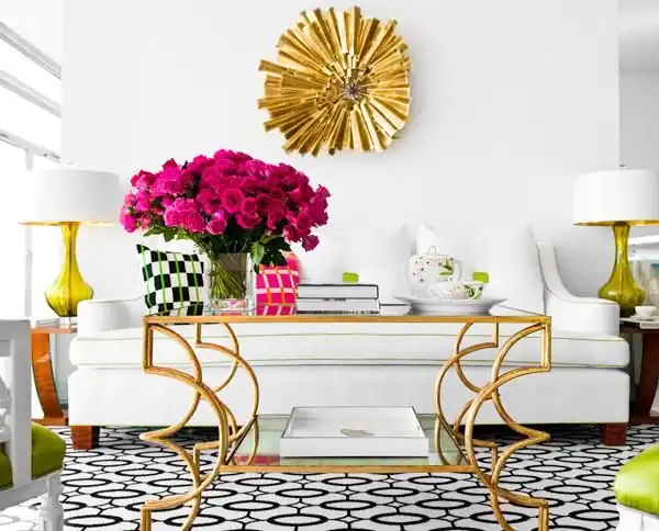 Gold accents for living room