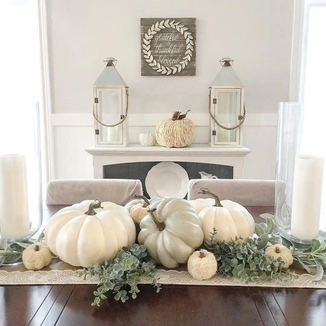 Fall Tablescape Decor with Oversized Pumpkins