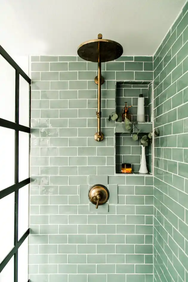 Green Subway Tile Shower