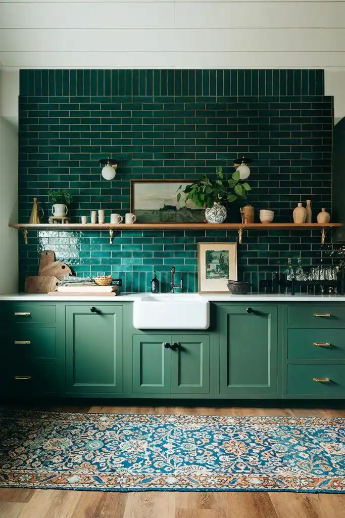 green and Stylish Modern Kitchen Decor