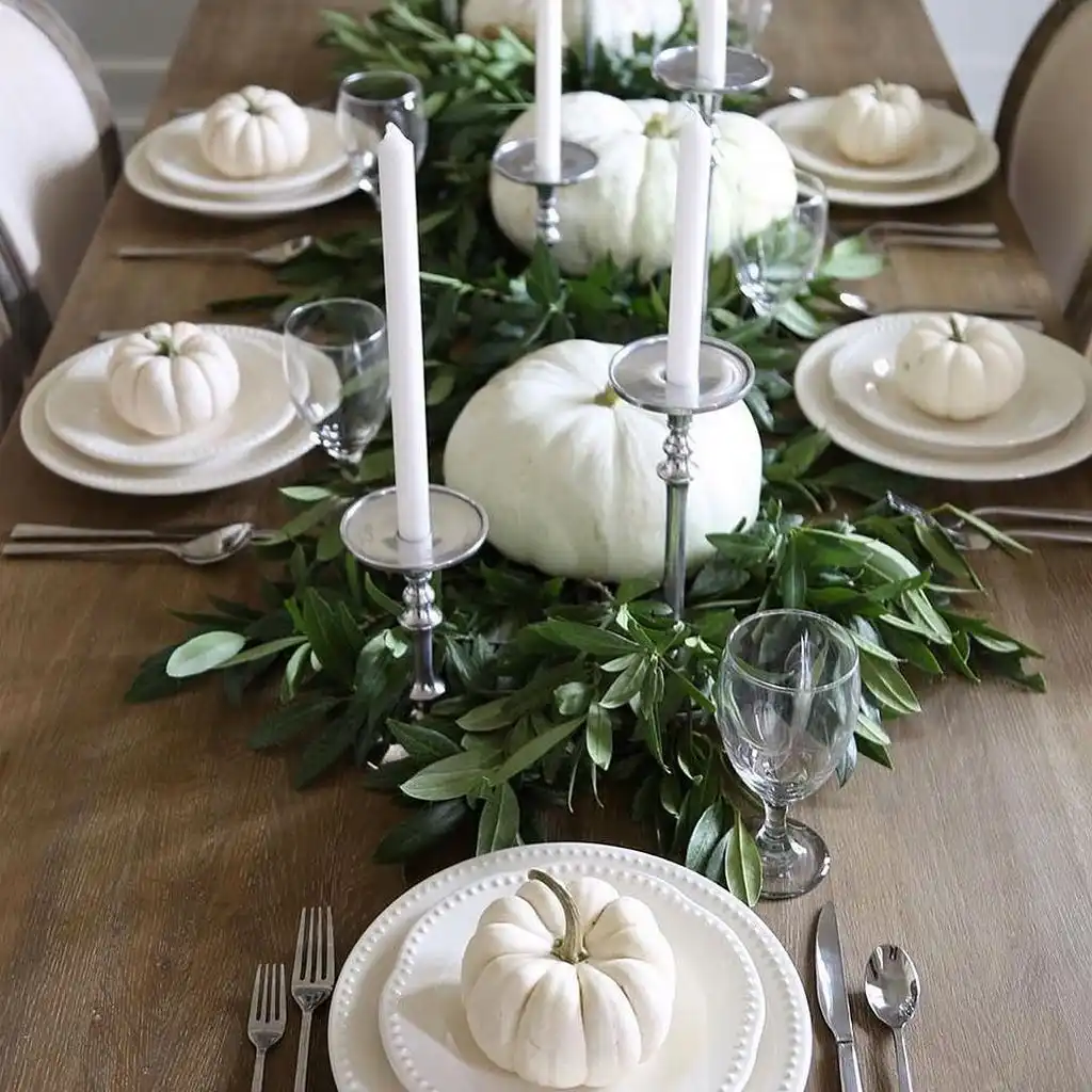 White Everything with Greenery For Your Fall Dinner Party