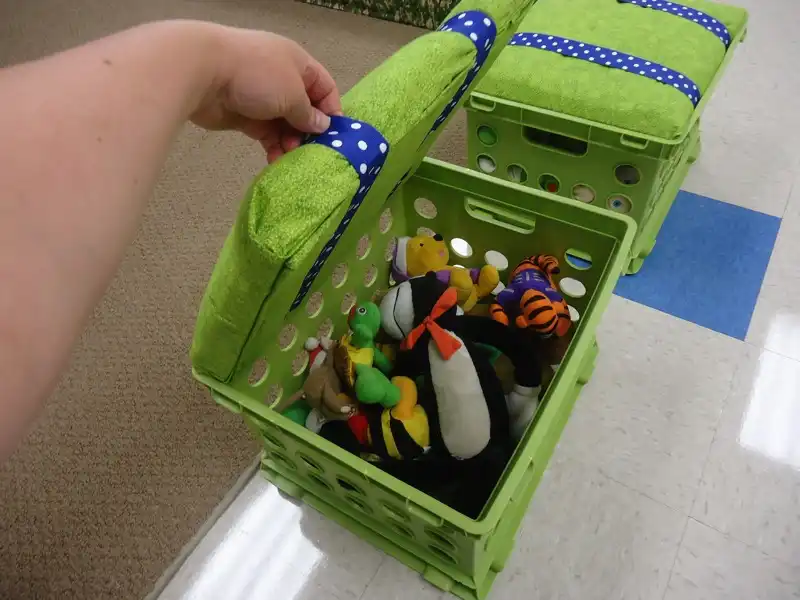 Green milk plastic crates for toys storage