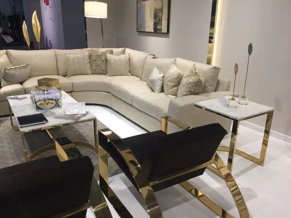 Greige interior with gold frames for furniture