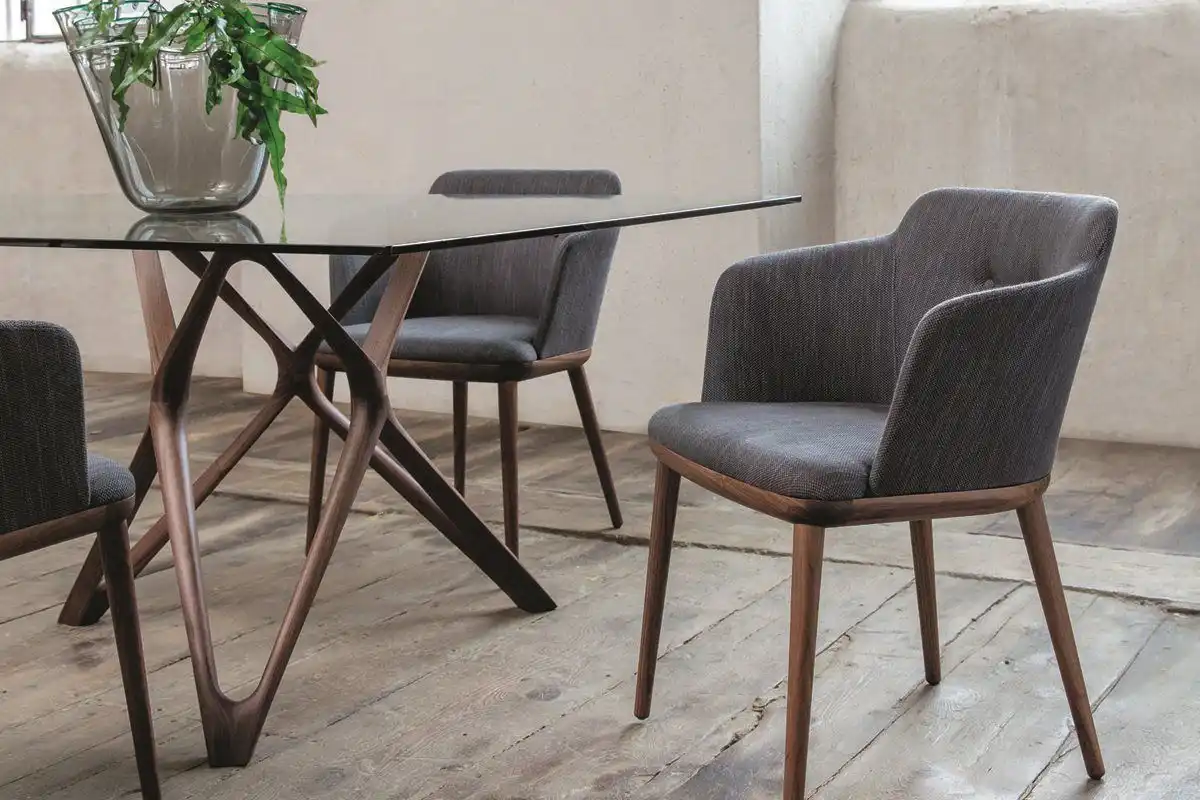 Grey Celine upholstered porada dining chairs