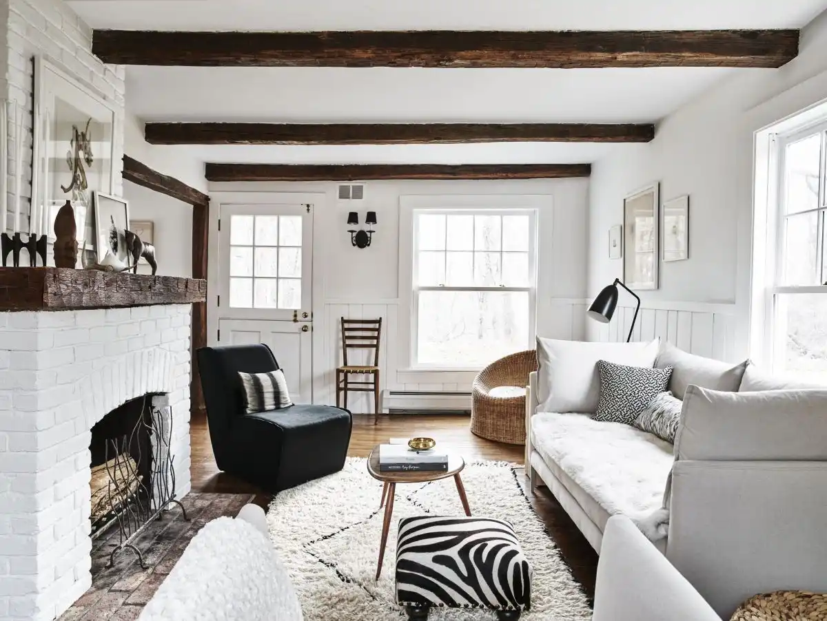 Grey Dove Design living room design with painted fireplace