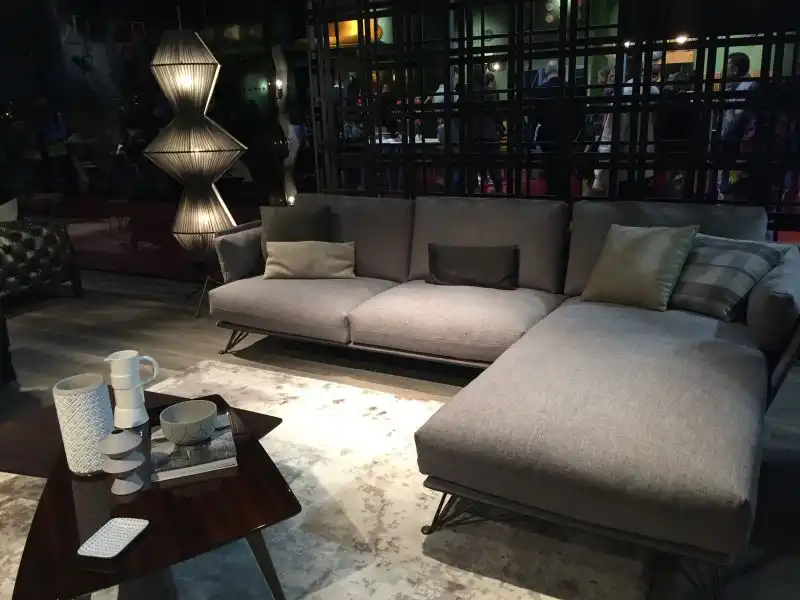 Grey Left-Hand-Facing Sofa with wire legs