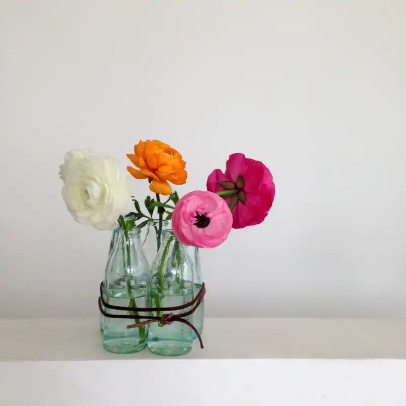 Gruping glass bottle to create flower vases