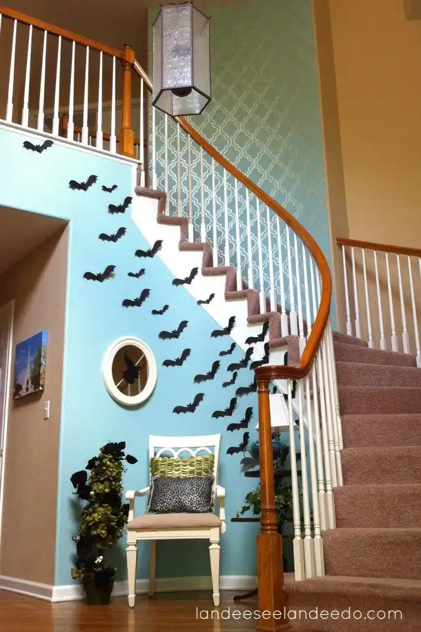 Halloween Entryway decorated with Bat